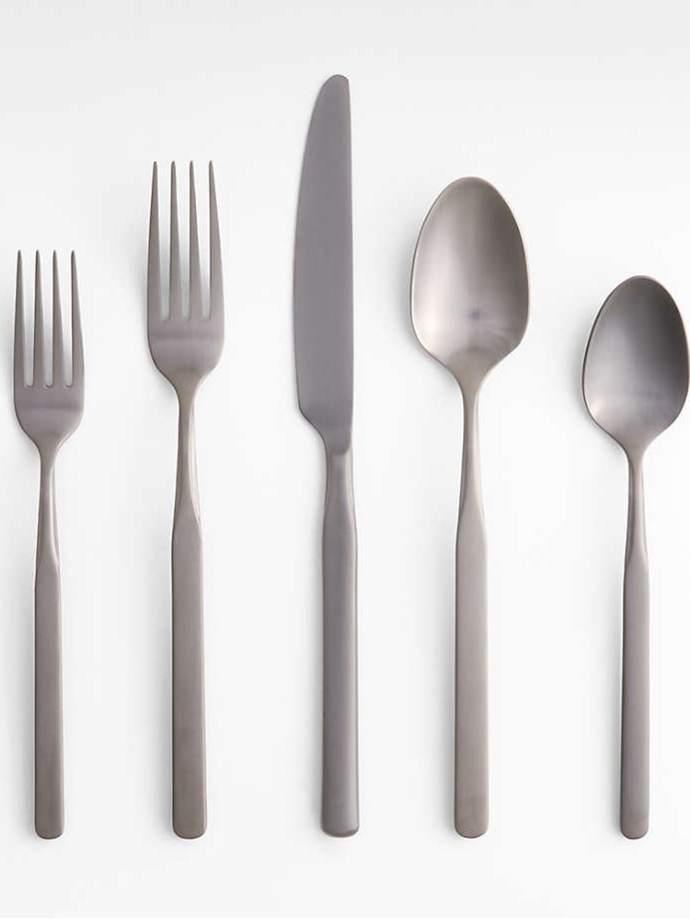 Crate&Barrel Matte Gray Stainless Steel Flatware - 5-Piece Place Setting x4